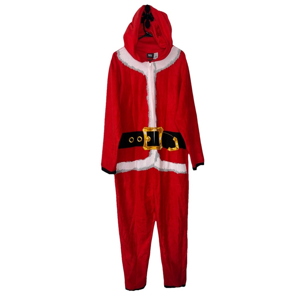 Briefly Stated Mens Santa Claus Hooded Fleece Suit Christmas‎ Holiday Pajamas